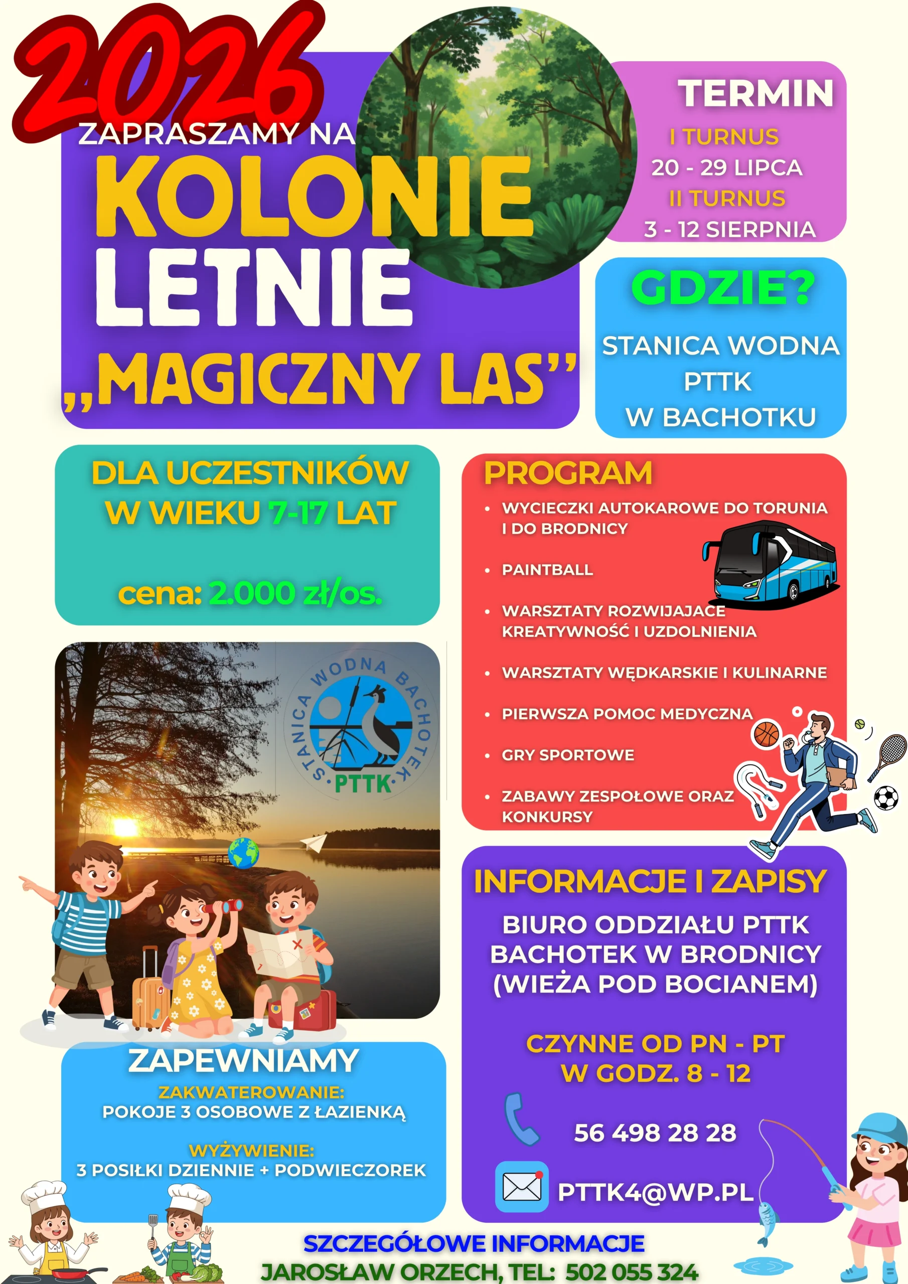 Plakat kolonii letnich Magiczny Las 2026